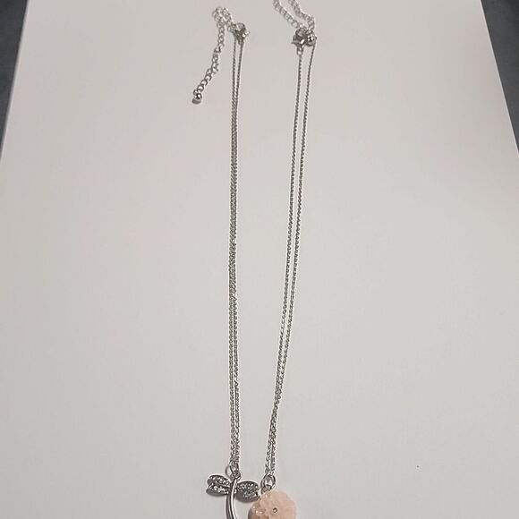 Silver Tone Necklace Bundle Flower and Dragonfly 16.5" Necklaces with Extender - Picture 3 of 3